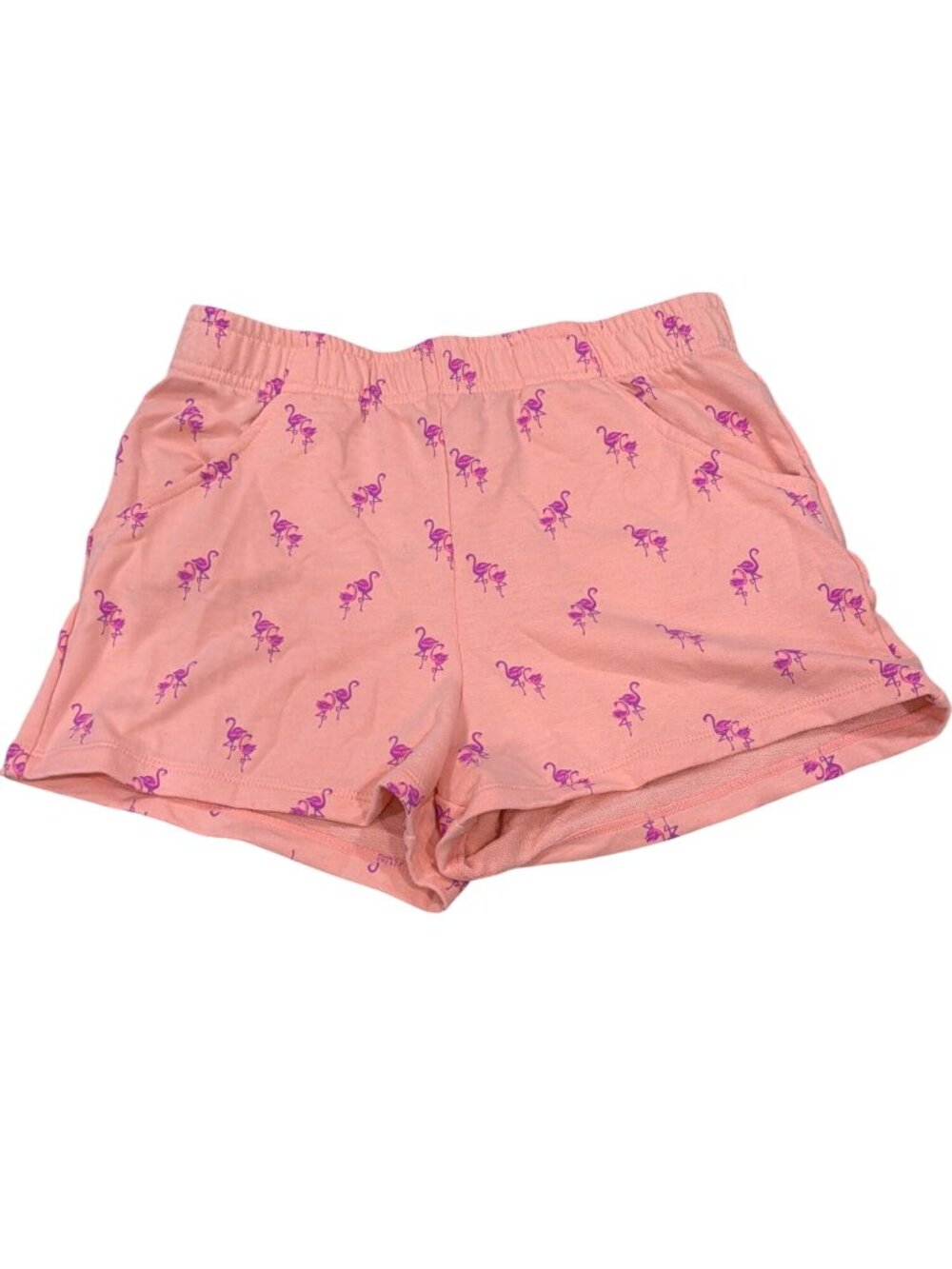 Lilly Pulitzer Girls Pink Flamingo Print Lounge Shorts Size L 8-10 Elastic Waist